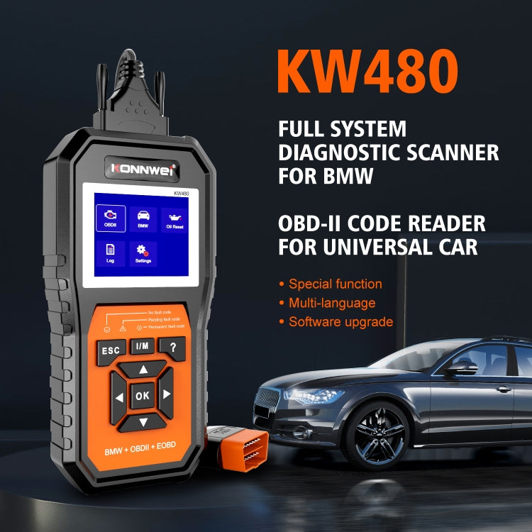 For BMW KONNWE KW480 2.8 inch Color Screen OBD2 Car Fault Detector - free shipping - PMC Jewellery - Order now!