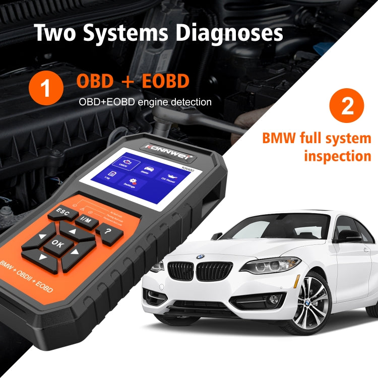 For BMW KONNWE KW480 2.8 inch Color Screen OBD2 Car Fault Detector - free shipping - PMC Jewellery - Order now!
