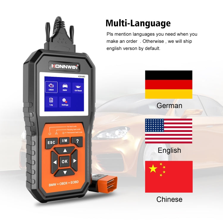 For BMW KONNWE KW480 2.8 inch Color Screen OBD2 Car Fault Detector - free shipping - PMC Jewellery - Order now!
