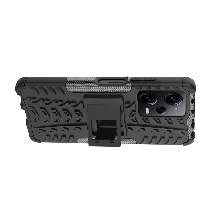 For Xiaomi Redmi Note 12 Pro 5G Tire Texture TPU + PC Phone Case with Holder(Black)