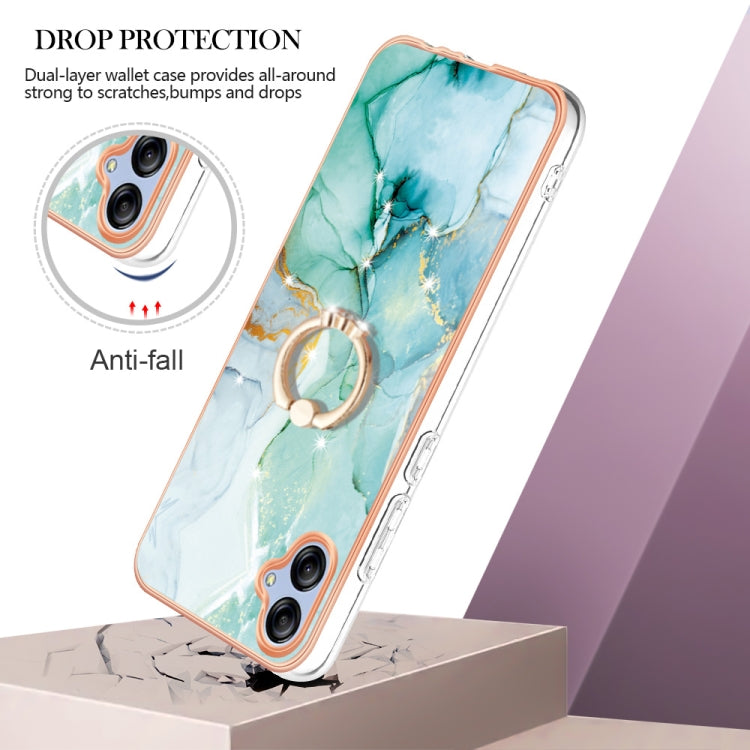 For Samsung Galaxy A04e Electroplating Marble IMD TPU Phone Case with Ring Holder(Green 003) - free shipping - PMC TechLife - Order now!