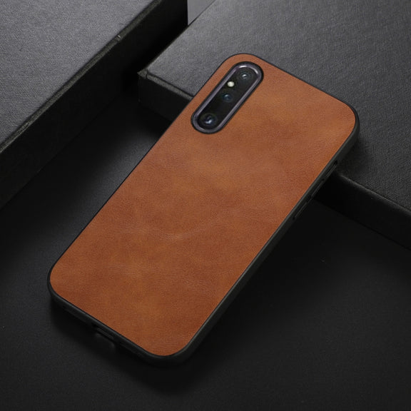 For Sony Xperia 1 V Cowhide Texture PU Phone Case(Brown)