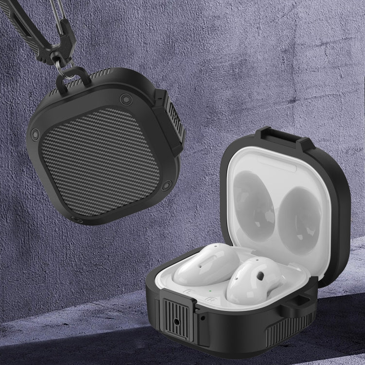Wireless Earphones Silicone Case with Switch & Carabiner for Samsung Galaxy Buds Live / Buds2 / Buds Pro / Buds2 Pro(Army Green)