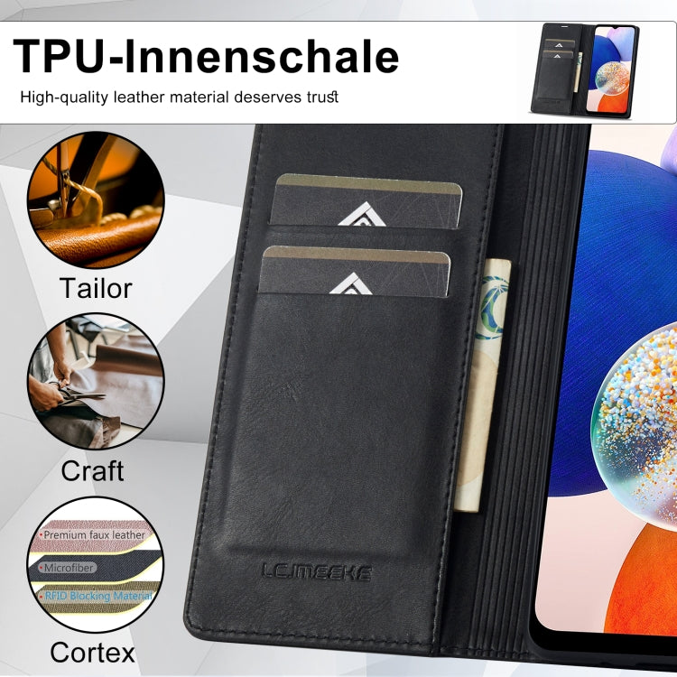 For Samsung Galaxy A14 4G/5G LC.IMEEKE RFID Anti-theft Leather Phone Case(Black)