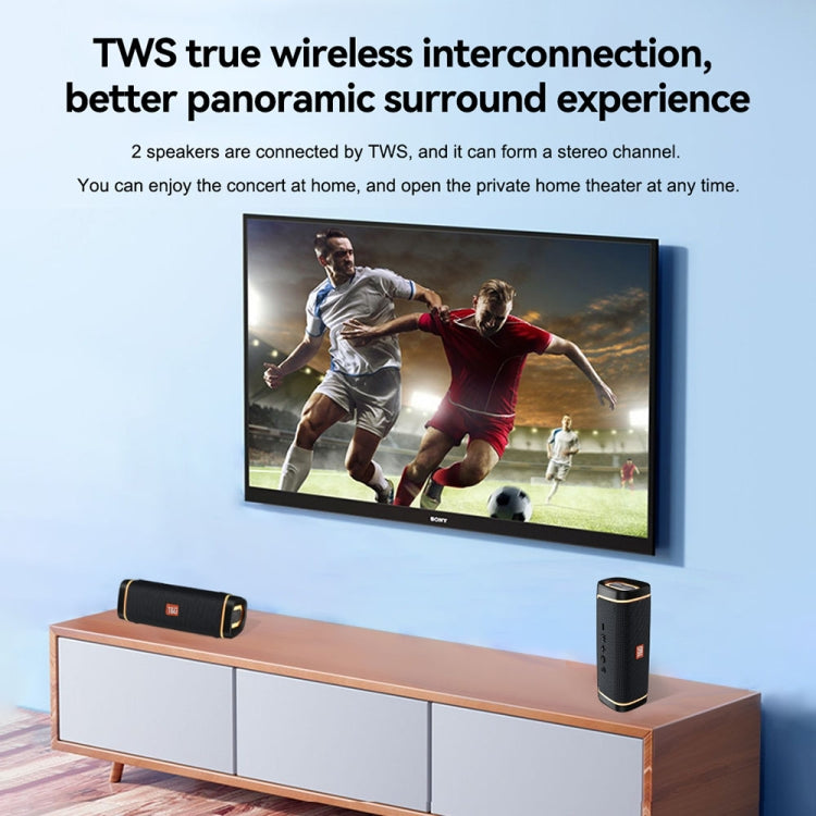 T&G TG375 Outdoor Portable LED Light RGB Wireless Bluetooth Speaker Subwoofer(Black) - Desktop Speaker by T&G | Online Shopping South Africa | PMC TechLife