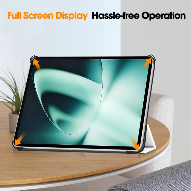 For OnePlus Pad Custer Painted 3-Fold Holder Smart Leather Tablet Case(Lazy Cat) - free shipping - PMC TechLife - Order now!