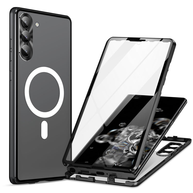 For Samsung Galaxy S22 5G HD Full Cover Magsafe Magnetic Metal Tempered Glass Phone Case(Black) - Galaxy S22 5G Cases by PMC TechLife | Online Shopping South Africa | PMC TechLife