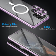 For Samsung Galaxy S22+ 5G HD Full Cover Magsafe Magnetic Metal Tempered Glass Phone Case(Gold)