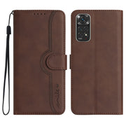 For Xiaomi Redmi Note 11 4G Global/Note 11S Heart Pattern Skin Feel Leather Phone Case(Brown)