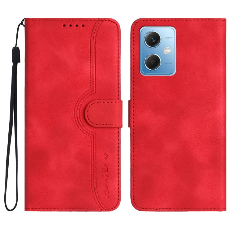 For Xiaomi Redmi Note 12 5G Heart Pattern Skin Feel Leather Phone Case(Red) - free shipping - PMC TechLife - Order now!