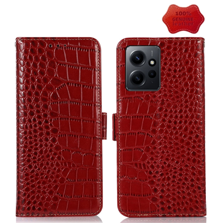 For Xiaomi Redmi Note 12 4G Global Crocodile Top Layer Cowhide Leather Phone Case(Red) - Note 12 Cases by PMC TechLife | Online Shopping South Africa | PMC TechLife