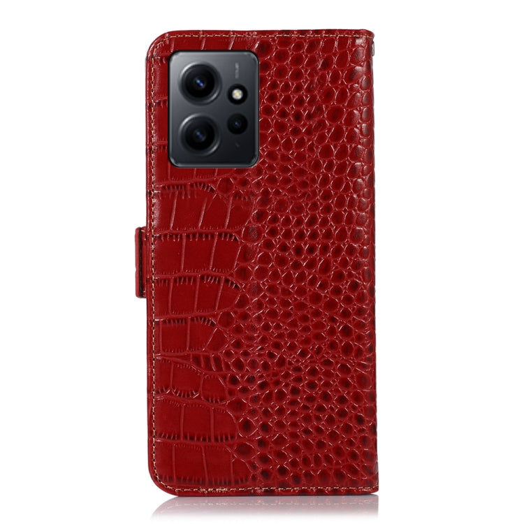 For Xiaomi Redmi Note 12 4G Global Crocodile Top Layer Cowhide Leather Phone Case(Red) - Note 12 Cases by PMC TechLife | Online Shopping South Africa | PMC TechLife