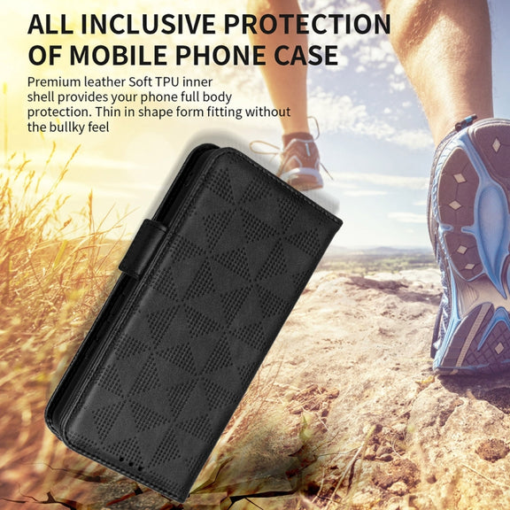 For Samsung Galaxy A14 5G Symmetrical Triangle Leather Phone Case(Purple)
