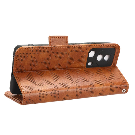 For Xiaomi 13 Lite / Civi 2 / 12 Lite NE Symmetrical Triangle Leather Phone Case(Brown)