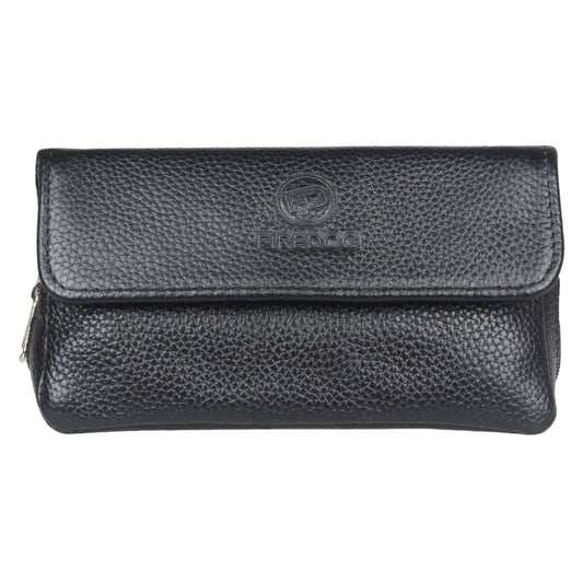 FIREDOG CL07 Portable Handcrafted Cowhide Double Pipe Bag(Black) - Cigarette Box & Ashtrays by FIREDOG | Online Shopping South Africa | PMC Jewellery | Buy Now Pay Later Mobicred