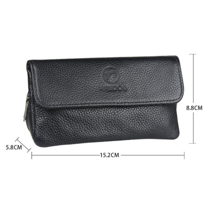 FIREDOG CL07 Portable Handcrafted Cowhide Double Pipe Bag(Black) - Cigarette Box & Ashtrays by FIREDOG | Online Shopping South Africa | PMC Jewellery | Buy Now Pay Later Mobicred