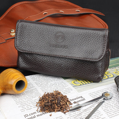 FIREDOG CL07 Portable Handcrafted Cowhide Double Pipe Bag(Black) - Cigarette Box & Ashtrays by FIREDOG | Online Shopping South Africa | PMC Jewellery | Buy Now Pay Later Mobicred