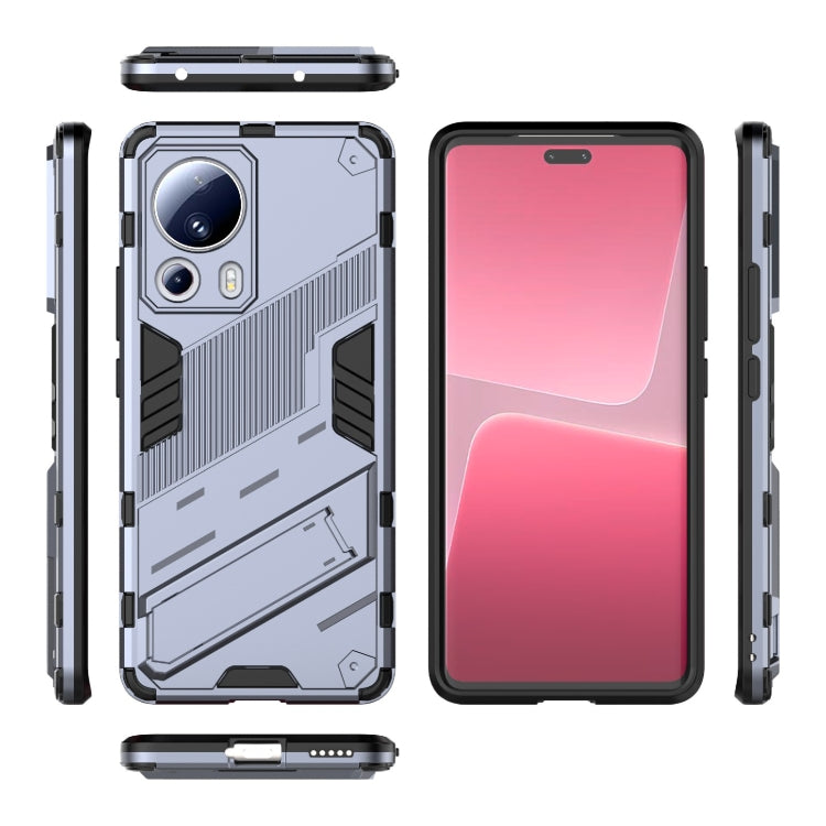 For Xiaomi 13 Lite Punk Armor 2 in 1 PC + TPU Shockproof Phone Case with Holder(Grey)