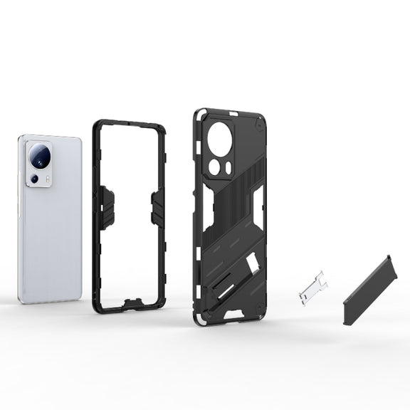 For Xiaomi 13 Lite Punk Armor 2 in 1 PC + TPU Shockproof Phone Case with Holder(Green)
