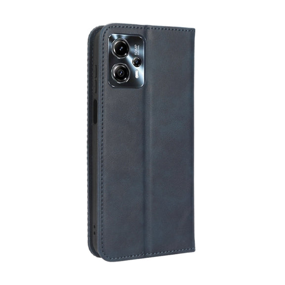 For Motorola Moto G13 / G23 4G Magnetic Buckle Retro Texture Leather Phone Case(Blue)