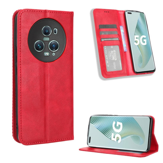 For Honor Magic5 Pro Magnetic Buckle Retro Texture Leather Phone Case(Red) - free shipping - PMC Jewellery - Order now!