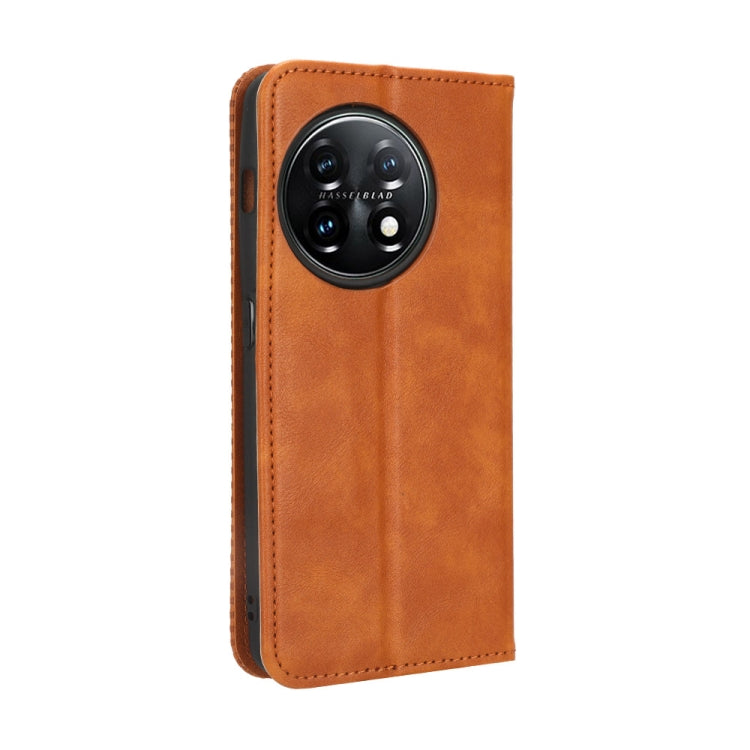 For OnePlus 11R / Ace 2 Magnetic Buckle Retro Texture Leather Phone Case(Brown) - free shipping - PMC Jewellery - Order now!