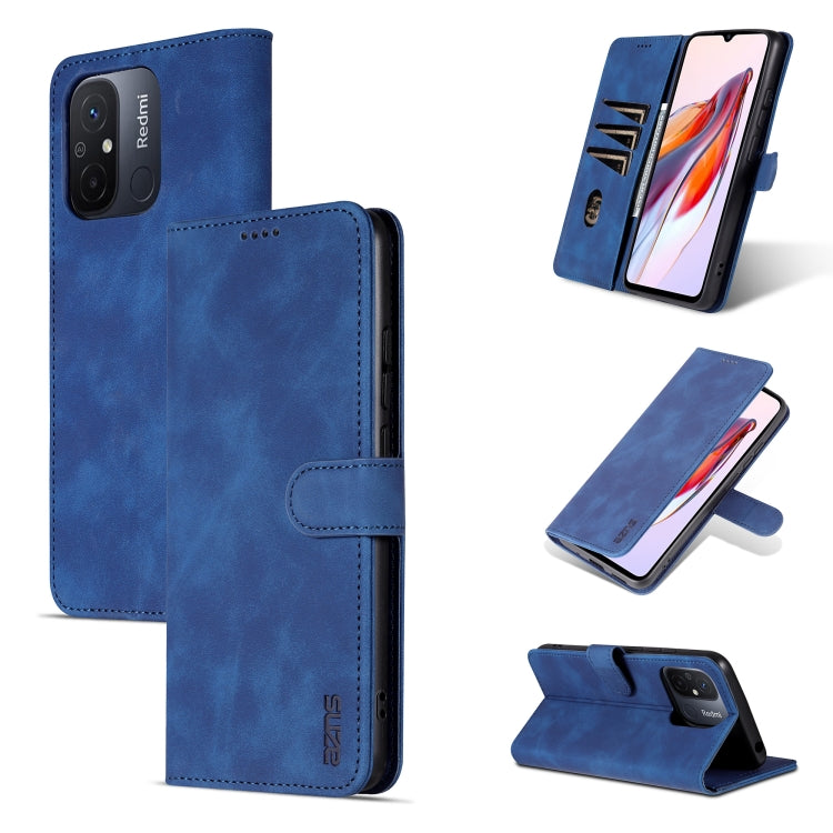 For Xiaomi Redmi 12C / Redmi 11A / Poco C55 AZNS Skin Feel Calf Texture Flip Leather Phone Case(Blue) - free shipping - PMC TechLife - Order now!