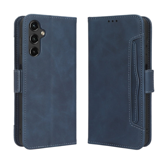For Samsung Galaxy A24 4G Skin Feel Calf Texture Card Slots Leather Phone Case(Blue)