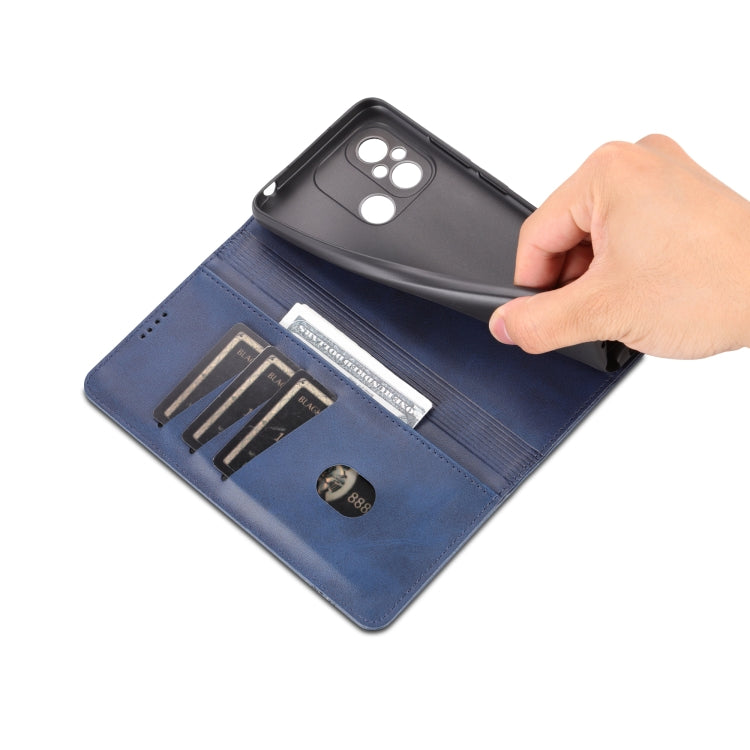 For Xiaomi Redmi 12C / Redmi 11A / Poco C55 AZNS Magnetic Calf Texture Flip Leather Phone Case(Dark Blue) - free shipping - PMC TechLife - Order now!