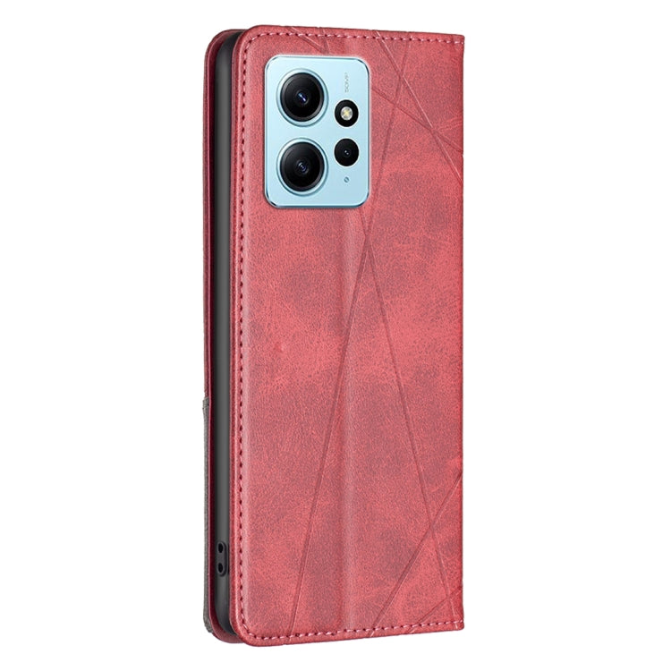 For Xiaomi Redmi Note 12 4G Global Prismatic Invisible Magnetic Leather Phone Case(Red)