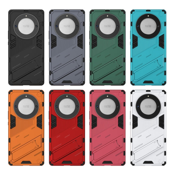 For Honor X9a/X40 5G/Magic5 Lite Punk Armor PC + TPU Phone Case with Holder(Red)