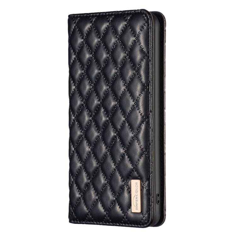 For Xiaomi Redmi Note 12 4G Global Diamond Lattice Magnetic Leather Flip Phone Case(Black)