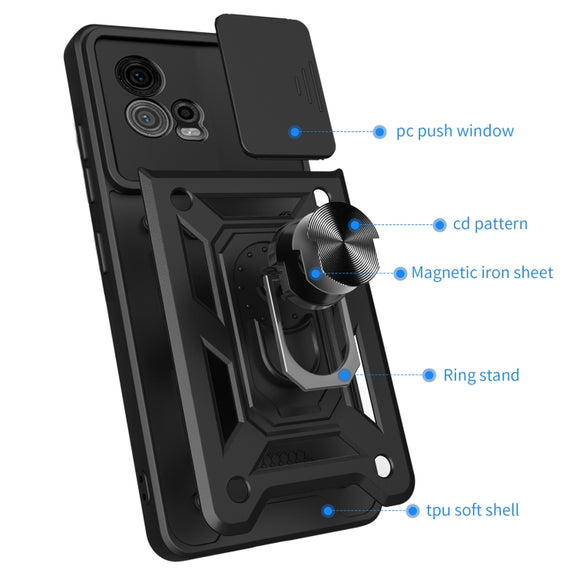 For Motorola Moto G72 Sliding Camera Cover Design TPU+PC Phone Case(Rose Gold)