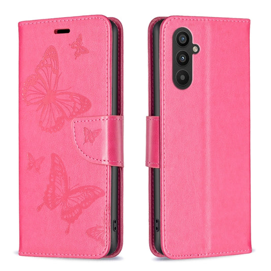 For Samsung Galaxy A24 4G Two Butterflies Embossing Leather Phone Case(Rose Red) - free shipping - PMC Jewellery - Order now!