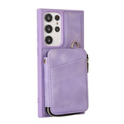 For Samsung Galaxy S23 Ultra 5G Zipper Card Bag Back Cover Phone Case(Purple)