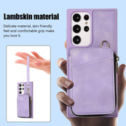 For Samsung Galaxy S23 Ultra 5G Zipper Card Bag Back Cover Phone Case(Purple)