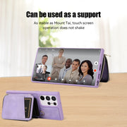 For Samsung Galaxy S23 Ultra 5G Zipper Card Bag Back Cover Phone Case(Purple)