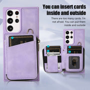 For Samsung Galaxy S23 Ultra 5G Zipper Card Bag Back Cover Phone Case(Purple)
