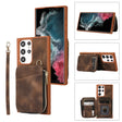 For Samsung Galaxy S22 Ultra 5G Zipper Card Bag Back Cover Phone Case(Brown) - free shipping - PMC TechLife - Order now!