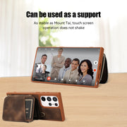 For Samsung Galaxy S22 Ultra 5G Zipper Card Bag Back Cover Phone Case(Brown)