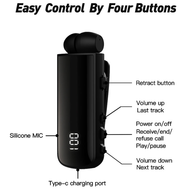 Fineblue F901 Waterproof Lavalier Earphone for Driving and Riding(Black) - Bluetooth Earphone by Fineblue | Online Shopping South Africa | PMC Jewellery | Buy Now Pay Later Mobicred