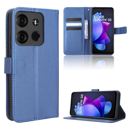 For Tecno Spark Go 2023 Diamond Texture Leather Phone Case(Blue) - free shipping - PMC Jewellery - Order now!