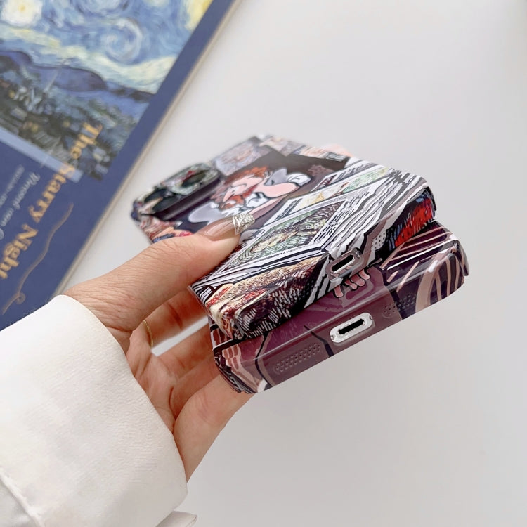 For iPhone 14 Plus Precise Hole Oil Painting Glossy PC Phone Case(Newspaper) - iPhone 14 Plus Cases by PMC TechLife | Online Shopping South Africa | PMC TechLife