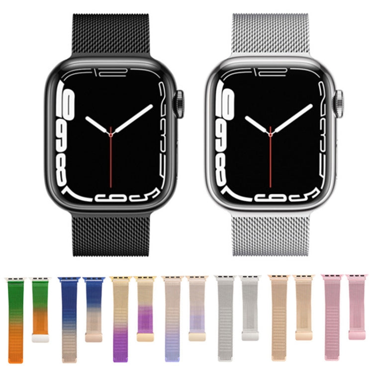 Milan Fold Buckle Metal Watch Band For Apple Watch Ultra 49mm / Series 8&7 45mm / SE 2&6&SE&5&4 44mm / 3&2&1 42mm (Orange Green) - Watch Bands by PMC TechLife | Online Shopping South Africa | PMC TechLife