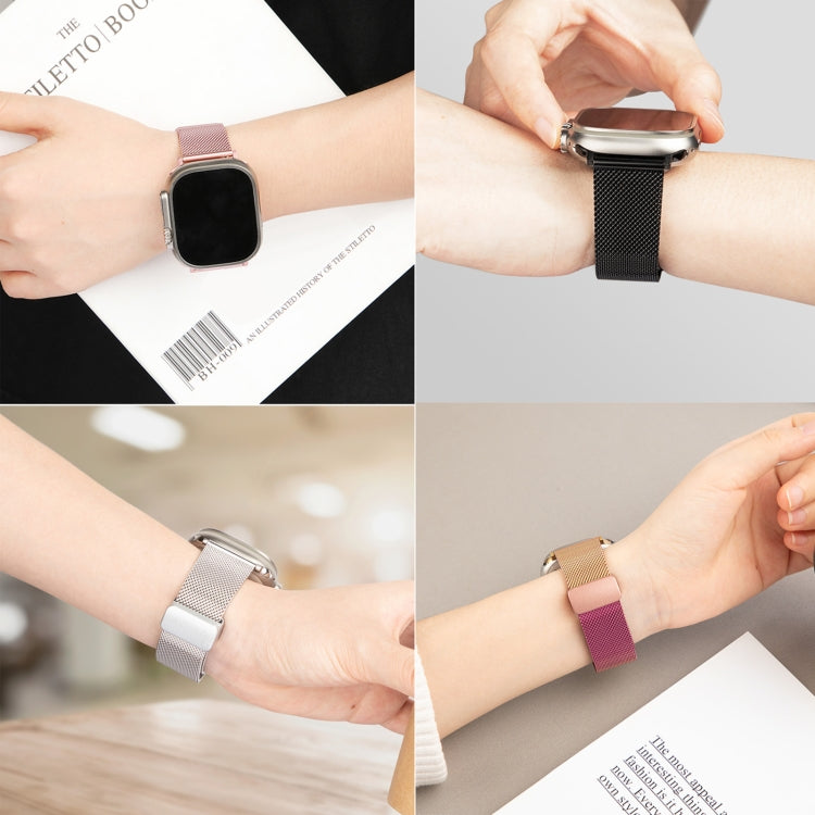 Milan Fold Buckle Metal Watch Band For Apple Watch Ultra 49mm / Series 8&7 45mm / SE 2&6&SE&5&4 44mm / 3&2&1 42mm (Orange Green) - Watch Bands by PMC TechLife | Online Shopping South Africa | PMC TechLife