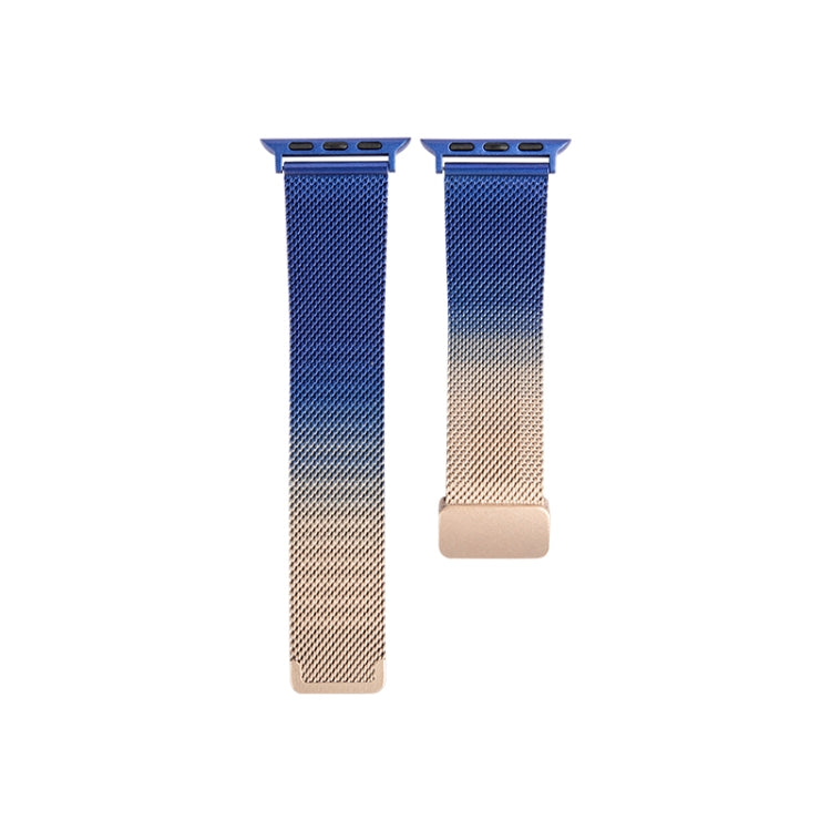 Milan Fold Buckle Metal Watch Band For Apple Watch Series 8&7 41mm / SE 2&6&SE&5&4 40mm / 3&2&1 38mm (Gold Blue) - Watch Bands by PMC TechLife | Online Shopping South Africa | PMC TechLife