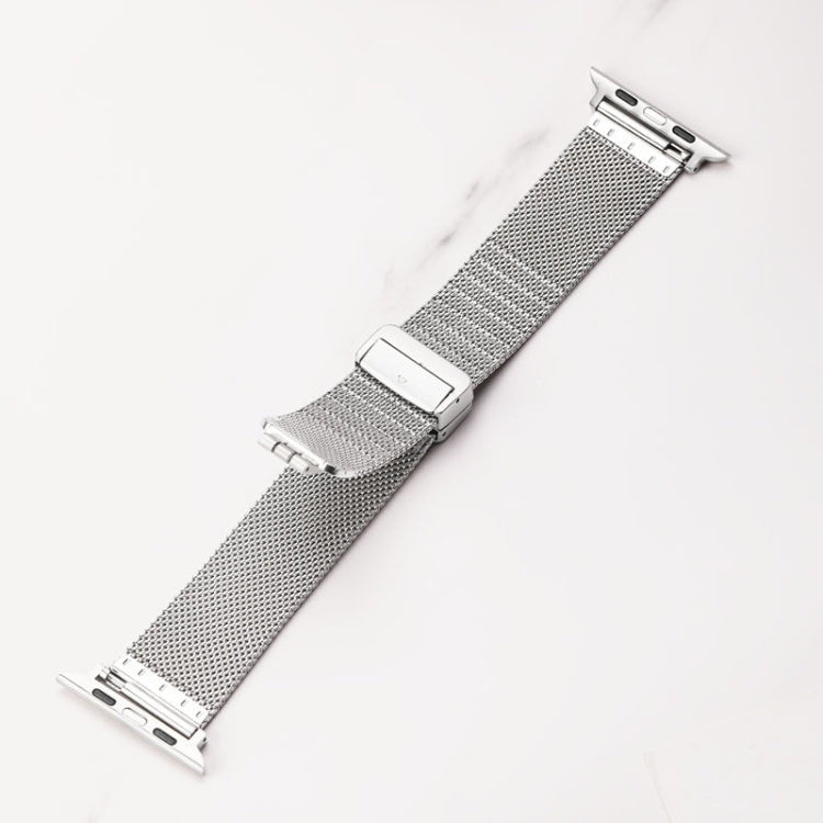 Milan Fold Buckle Metal Watch Band For Apple Watch Series 8&7 41mm / SE 2&6&SE&5&4 40mm / 3&2&1 38mm (Gold Blue) - Watch Bands by PMC TechLife | Online Shopping South Africa | PMC TechLife