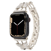 Butterfly Metal Diamond Watch Band For Apple Watch Ultra 49mm&Watch Ultra 2 49mm / Series 9&8&7 45mm / SE 3&SE 2&6&SE&5&4 44mm / 3&2&1 42mm(Starlight)