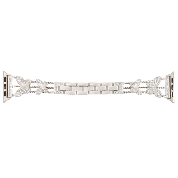 Butterfly Metal Diamond Watch Band For Apple Watch Ultra 49mm&Watch Ultra 2 49mm / Series 9&8&7 45mm / SE 3&SE 2&6&SE&5&4 44mm / 3&2&1 42mm(Starlight)