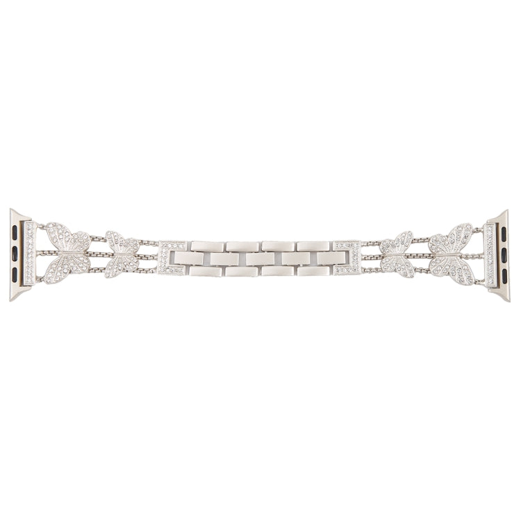 Butterfly Metal Diamond Watch Band For Apple Watch Ultra 49mm&Watch Ultra 2 49mm / Series 9&8&7 45mm / SE 3&SE 2&6&SE&5&4 44mm / 3&2&1 42mm(Starlight)